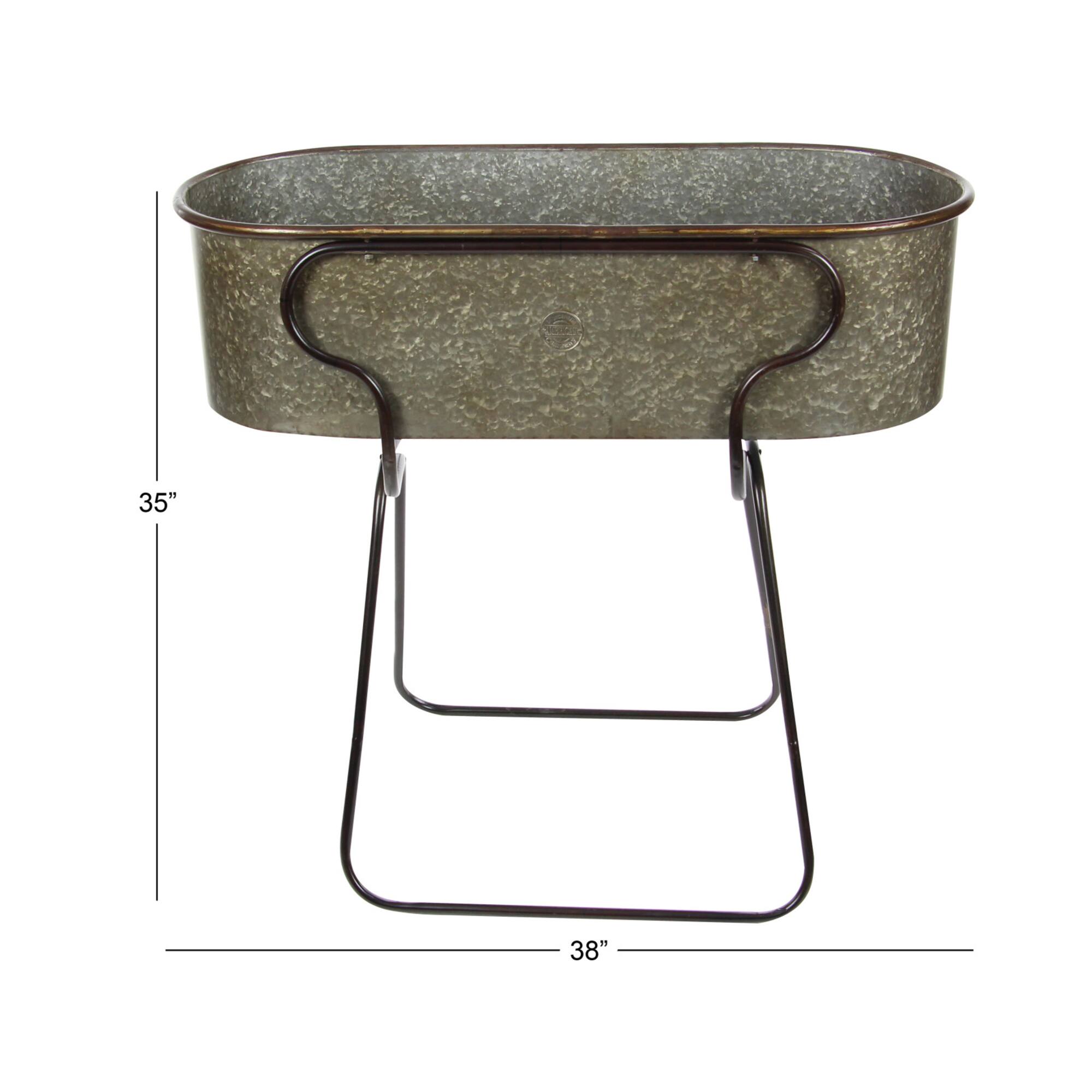 38" Gray Metal Farmhouse Planter
